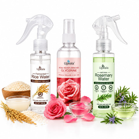 Rice Water, Rose Water Glycerine & Rosemary Water Combo
