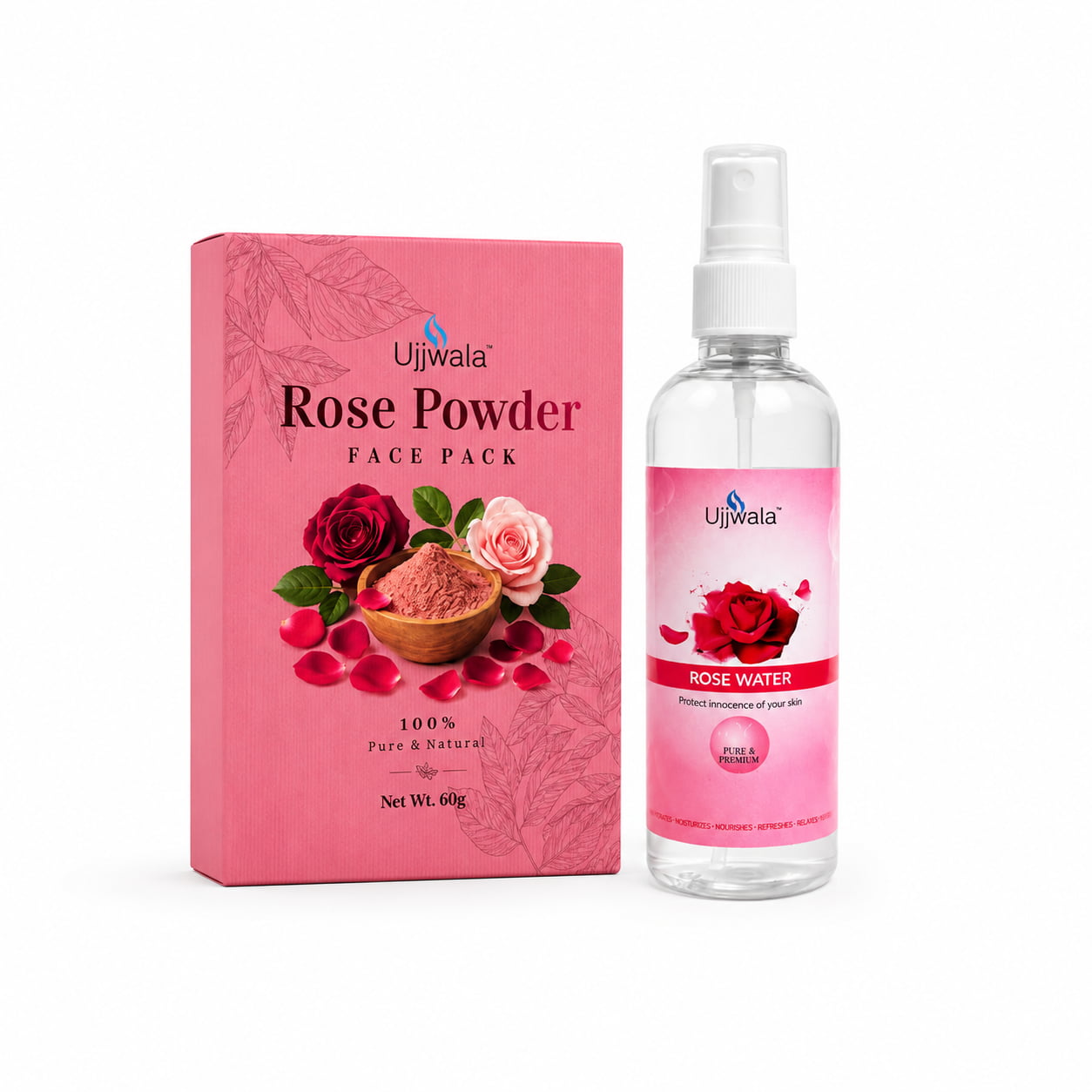 Ujjwala Rose Water & Rose Powder Face Pack Combo