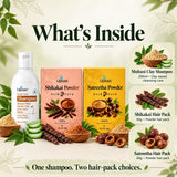 Multani Clay Shampoo, Shikakai & Satreetha Hair Pack Combo