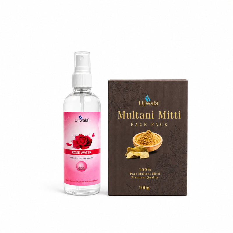Ujjwala Rose Water & Multani Mitti Face Pack Combo